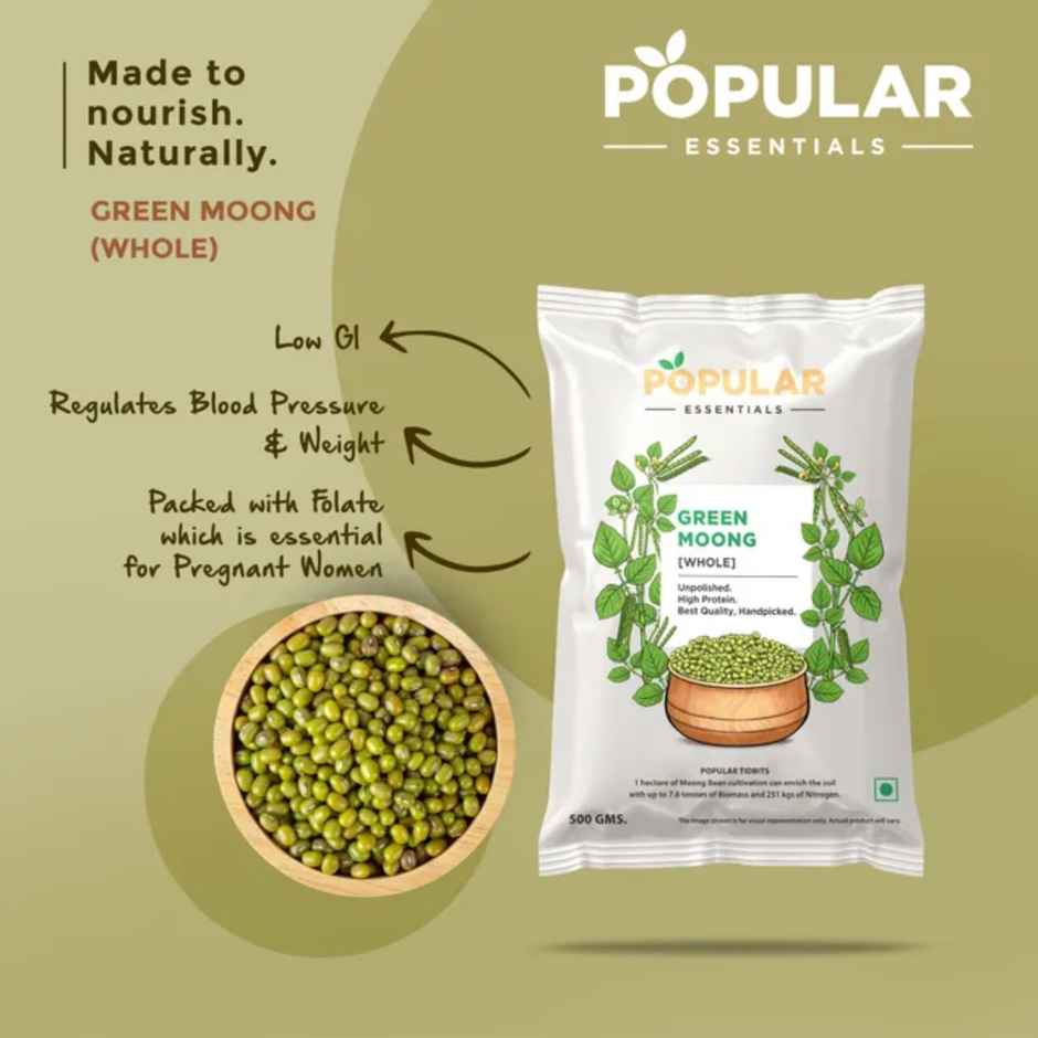 Popular Essentials Green Moong Whole(500gms) & Popular Essentials Black Brown Chana (Un-Polished)(500gms) Combo