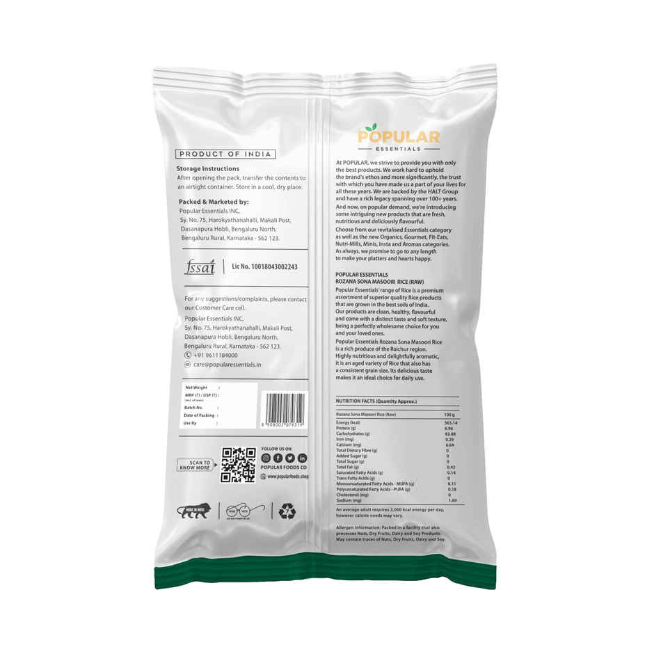 Popular Essentials Classic Sona Masuri Rice