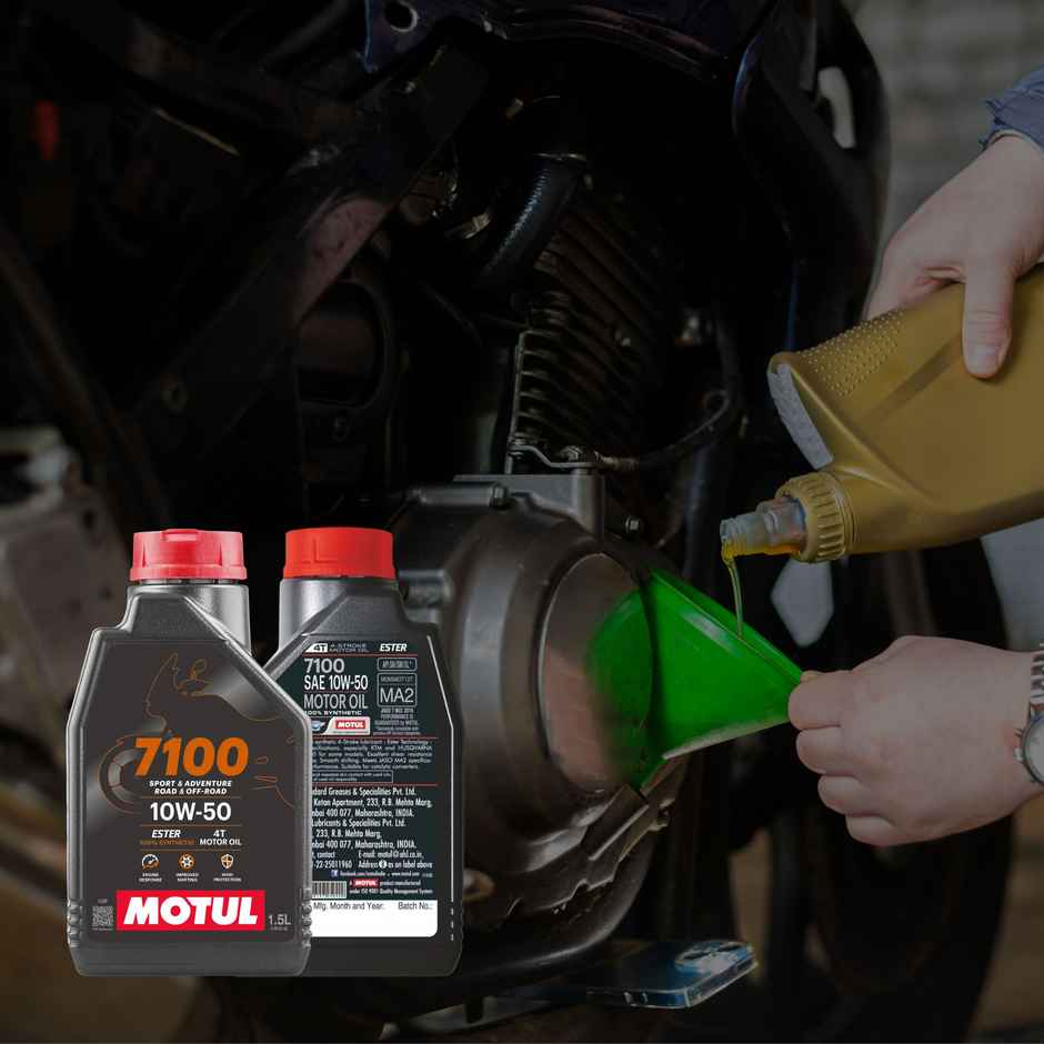 Motul 7100 4T 10W-50 API SN Fully Synthetic Petrol Engine Oil for Bikes | 1.5L