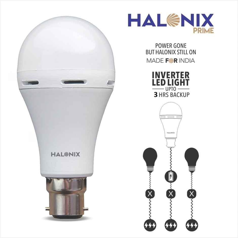 Halonix 8.5W B22 Rechargeable Emergency Bulb