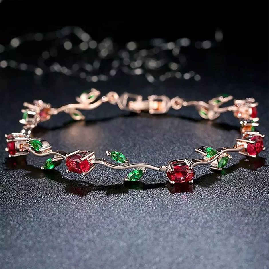 Shining Diva Fashion Multicolour Rose Gold Cubic Zirconia Stylish Bracelet for Women | 9959b