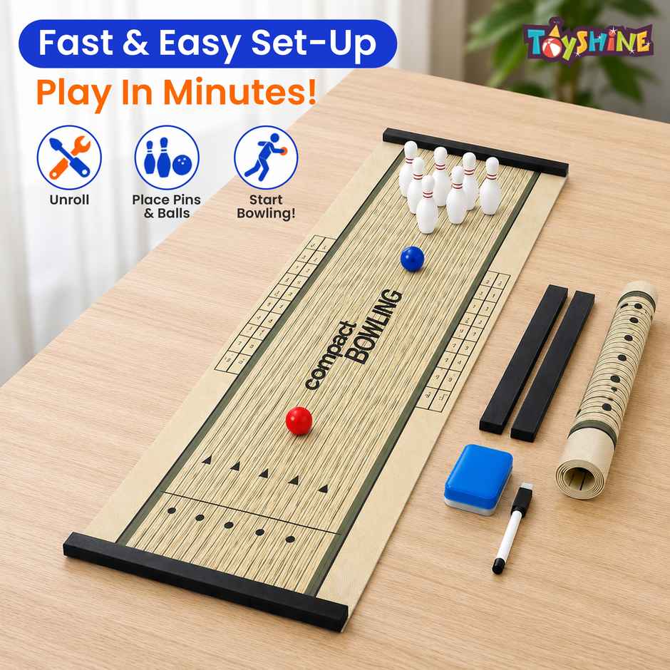 Toyshine Compact Bowling Game | Indoor Tabletop Game for Kids & Adults