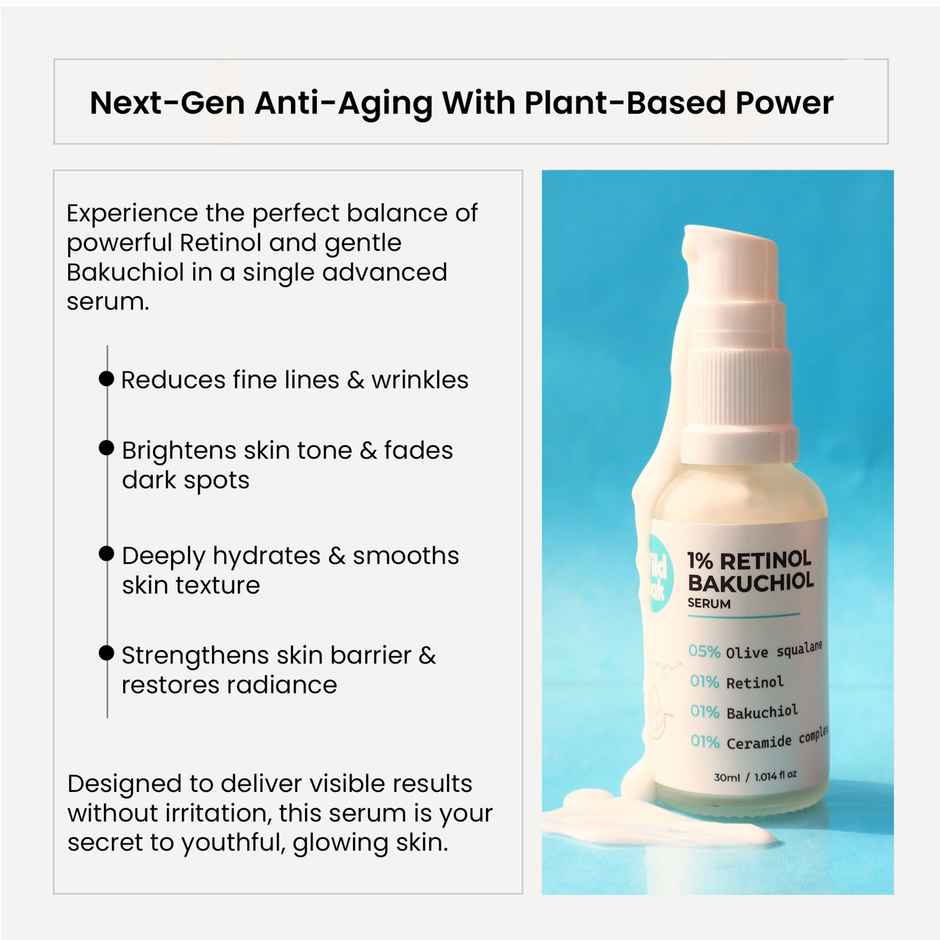 Wild Oak 1% Retinol Bakuchiol Face Serum | Ceramides for Anti-Aging, Wrinkles and Boosts Collagen