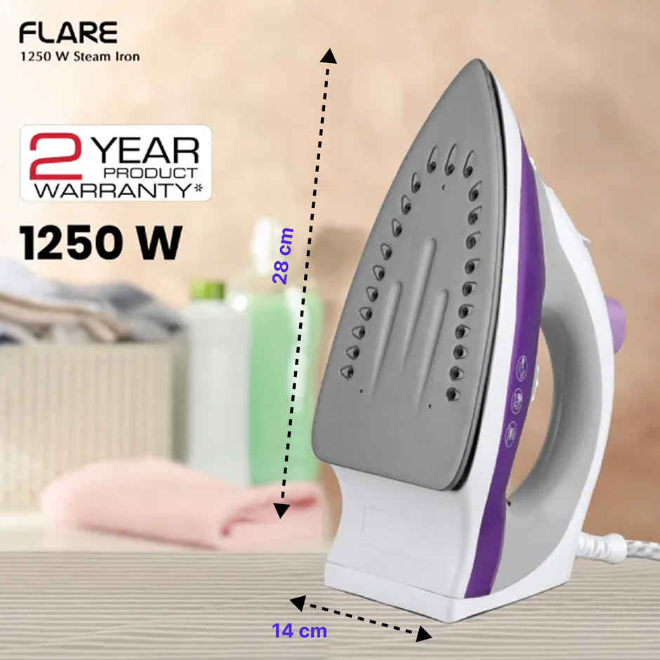 Havells Flare Steam Iron With Teflon Coated Sole Plate 1250 W (Purple)