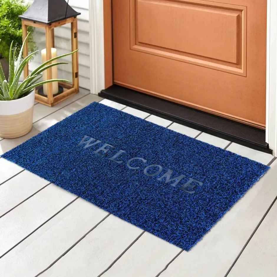 Homeharmony Grass Blue Welcome Door Mat, (60x40Cm)