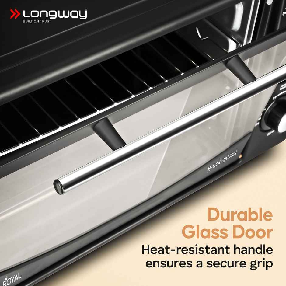 Longway Royal OTG 12Ltr Oven Toaster Griller with Heating Modes |1000W - Black