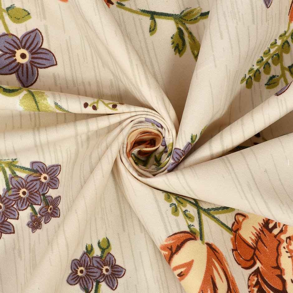 Furnofy Fitted 140 Gsm Floral Bedsheet | With 2 Pillow Covers | White | 78 x 72 in