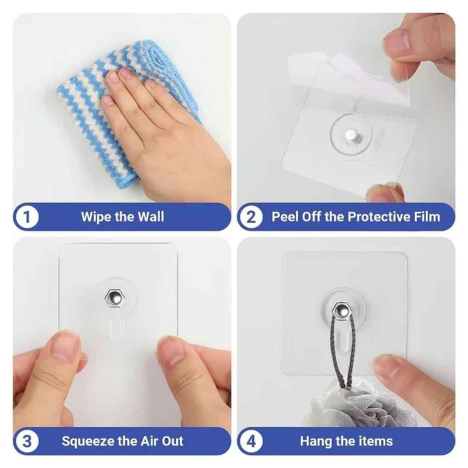 Perpetual Nail Wall Hooks | Heavy Duty | Transparent | Waterproof | Multipurpose | Set of 15