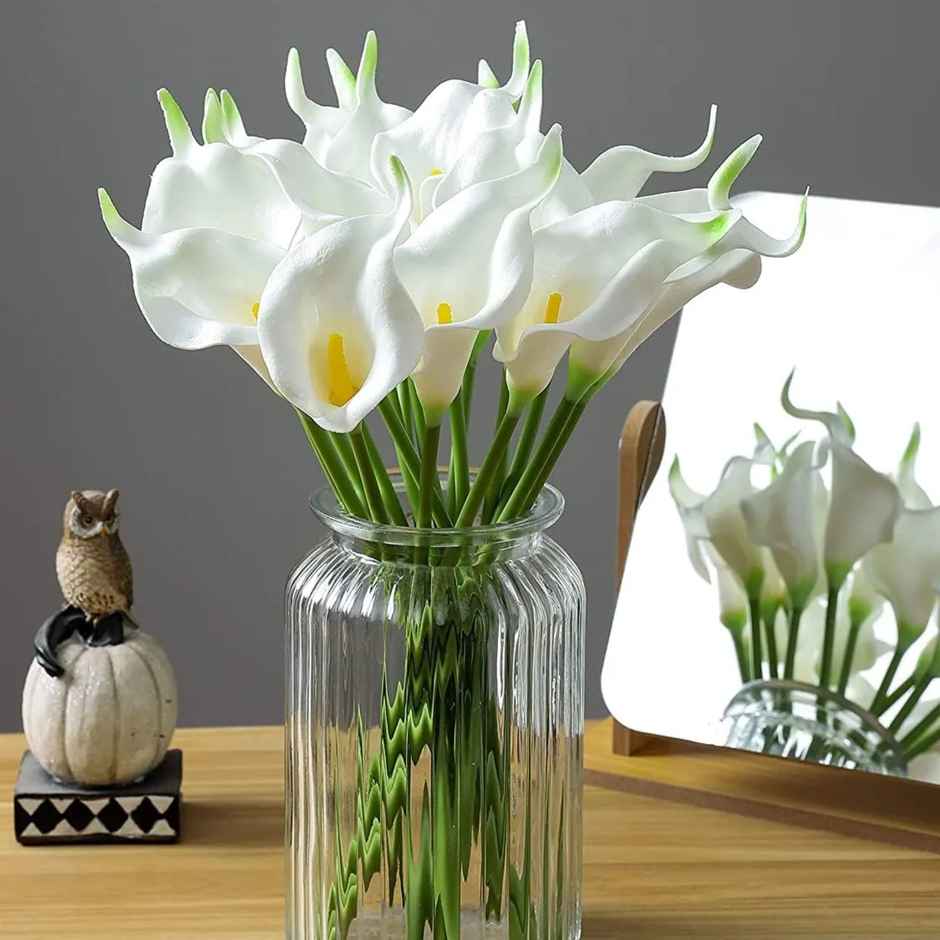 Tied Ribbons 10 Pcs Artificial Calla Lily Flowers Bunch