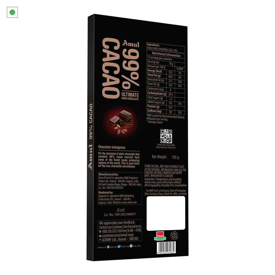 Amul 99% Cacao | Ultimate Dark Chocolate