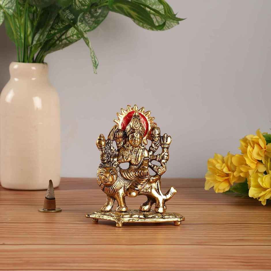Sherawali Maa Idol in Gold Polish Small Size | Devnidhi