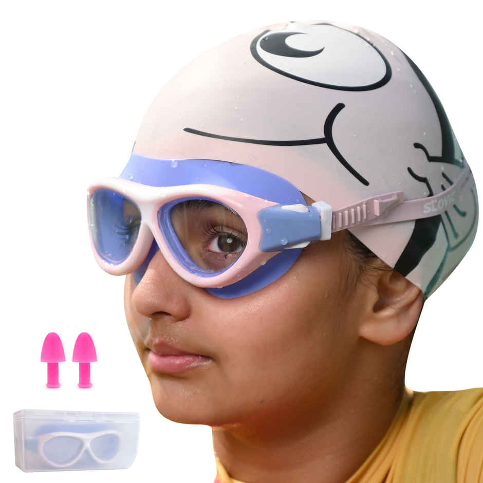 Slovic Kids Swimming Goggles - Anti-Fog with Adjustable Soft Strap | Purple & Pink