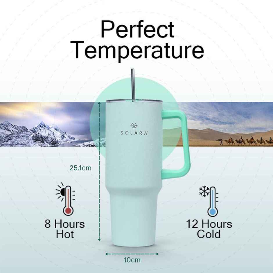 Solara 1.2 Liter Insulated Elixir Tumbler With Lid And Straw For Travel, Office, Home | Lemon Drop