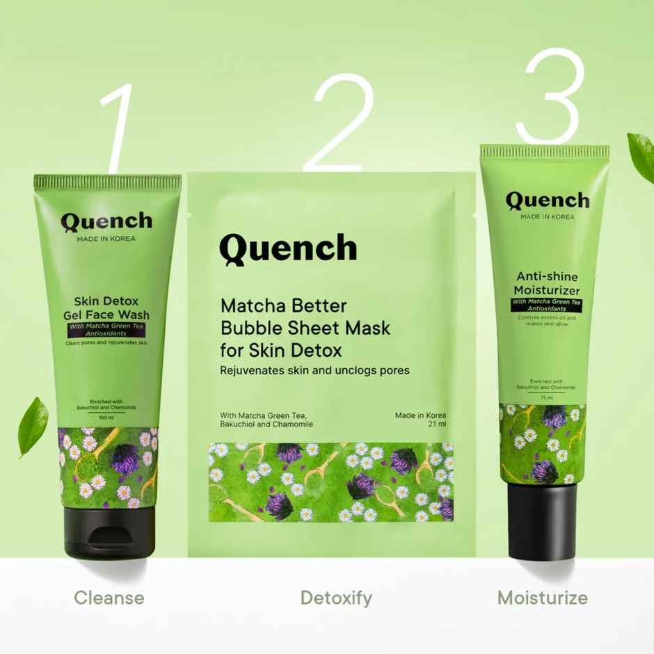 Quench Matcha Better Bubble Face Sheet Mask Combo