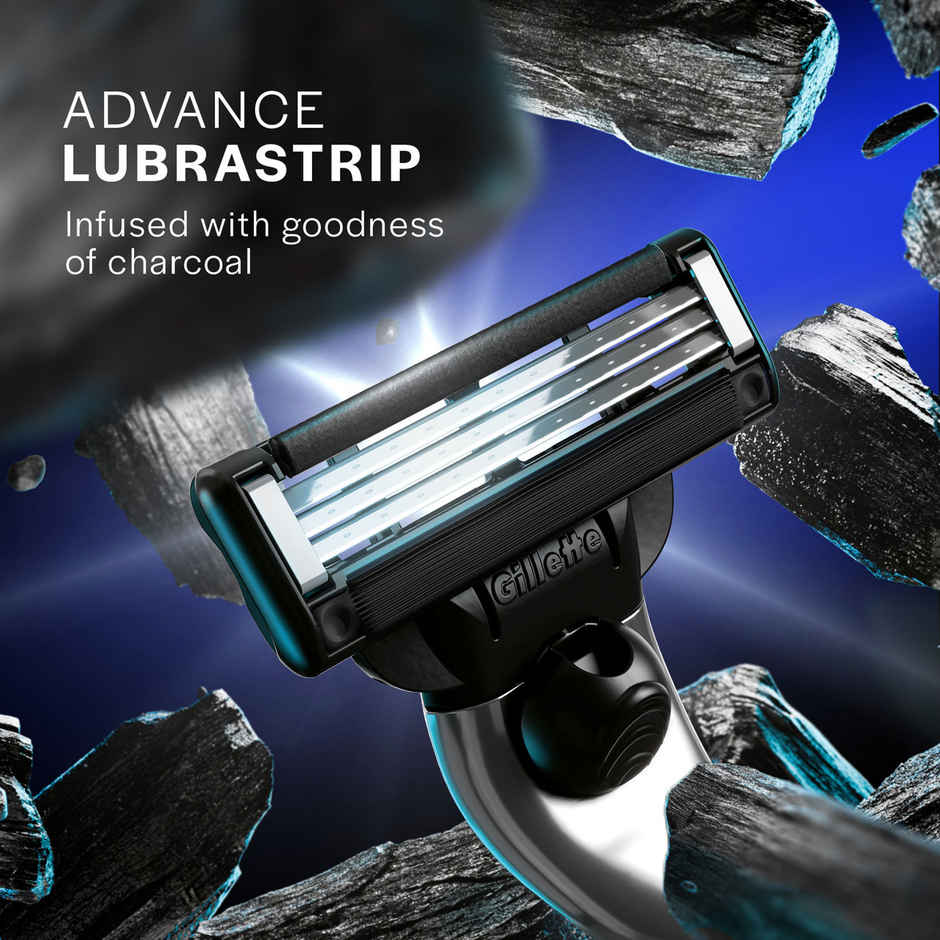 Gillette Mach3 Charcoal Shaving Razor with New Enhanced Lubrastrip with Touch of Charcoal