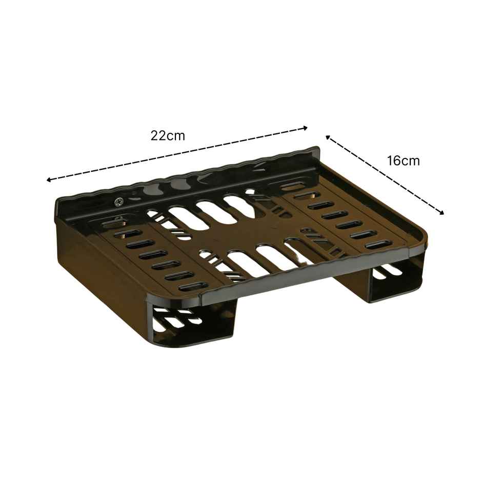 Daluci Set Top Box Stand With 2 Remote Holders - Wall Mount For Home Shelf | Plastic | Pack Of 1