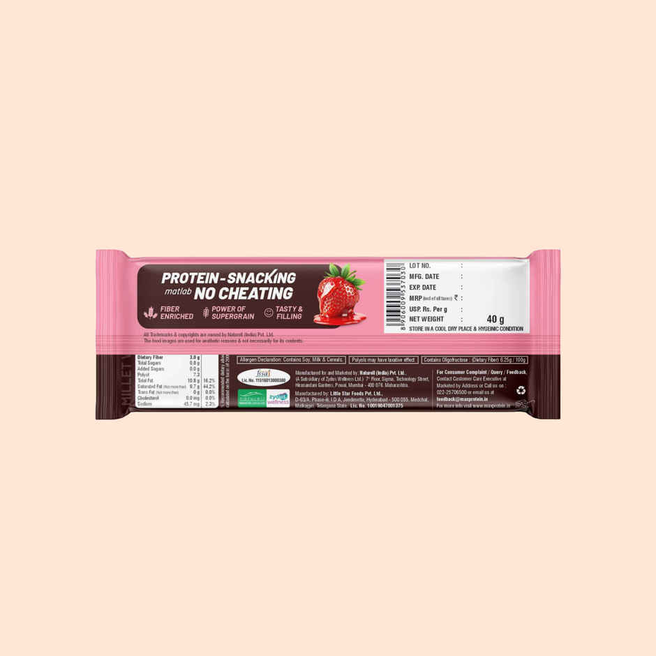 RiteBite Max Protein Strawberry Truffle 10g Protein Millet Wafer Bar