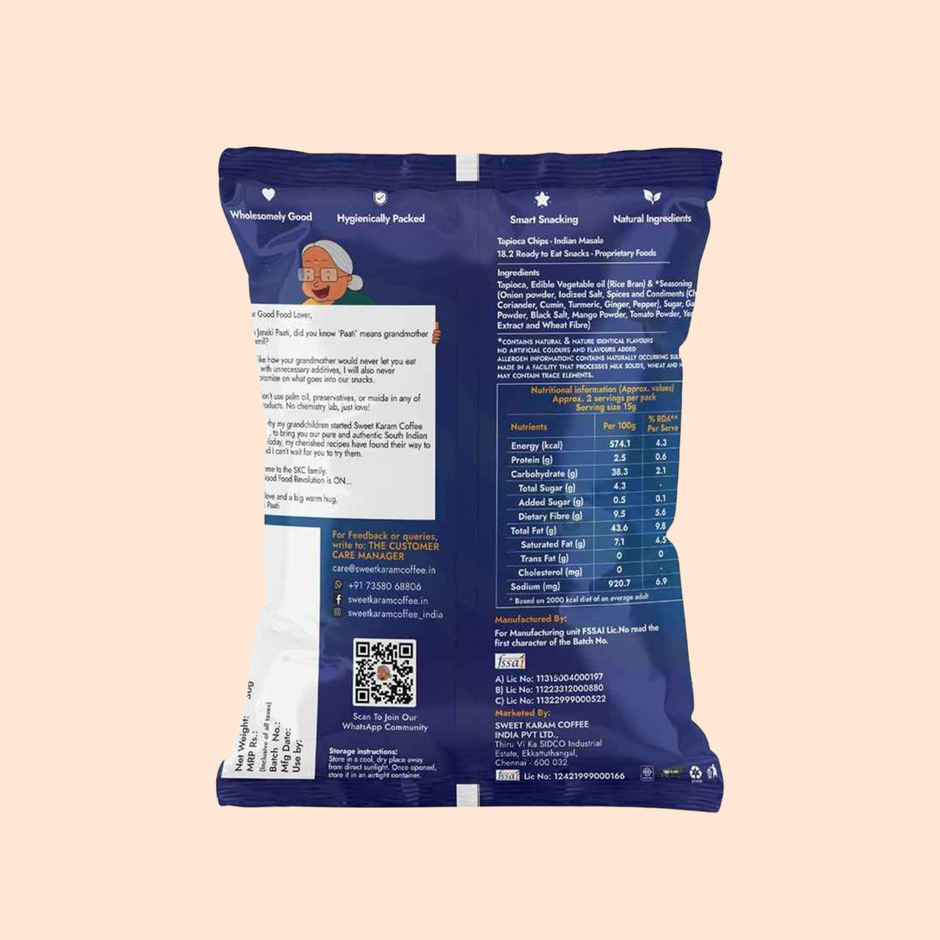 Sweet Karam Coffee Indian Masala Tapioca Chips | No Palm Oil