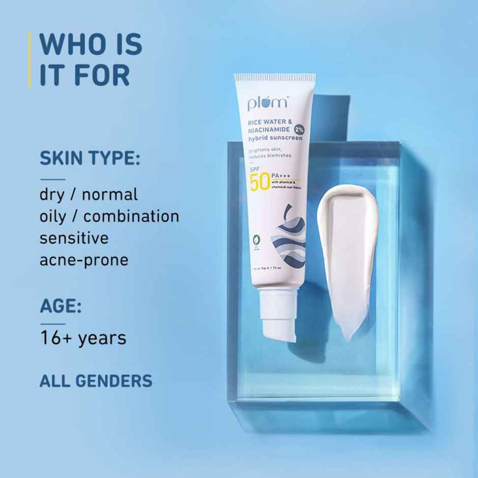 Plum 2% Niacinamide & Rice Water Hybrid Face Sunscreen With SPF 50