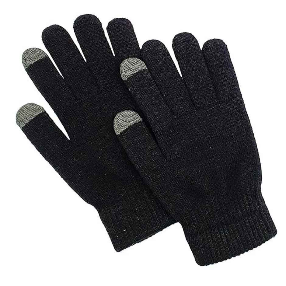Infispace Winter Woolen Finger Gloves with Touchscreen Tips | Black