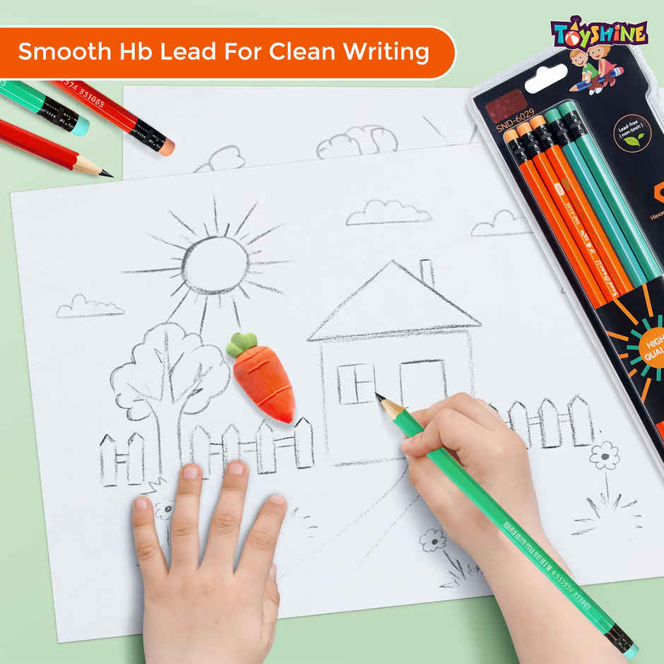 Toyshine HB Pencil with Eraser Sharpener Cute Carrot Eraser