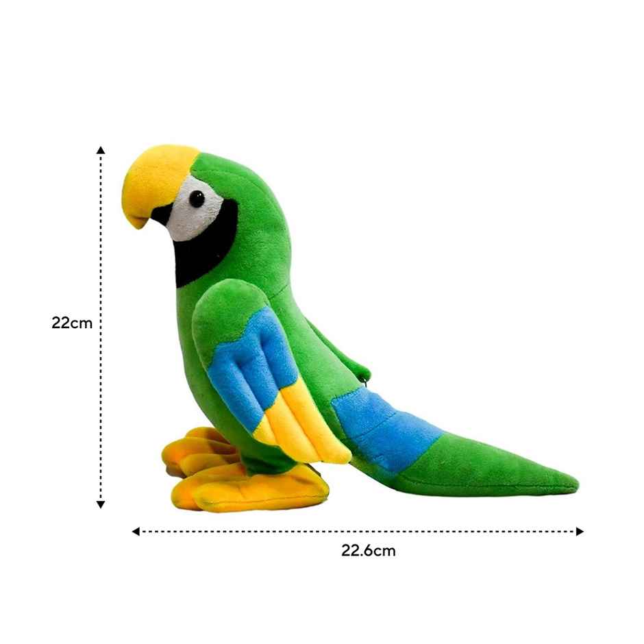 Mirada Green Parrot Soft Toy- 21Cm