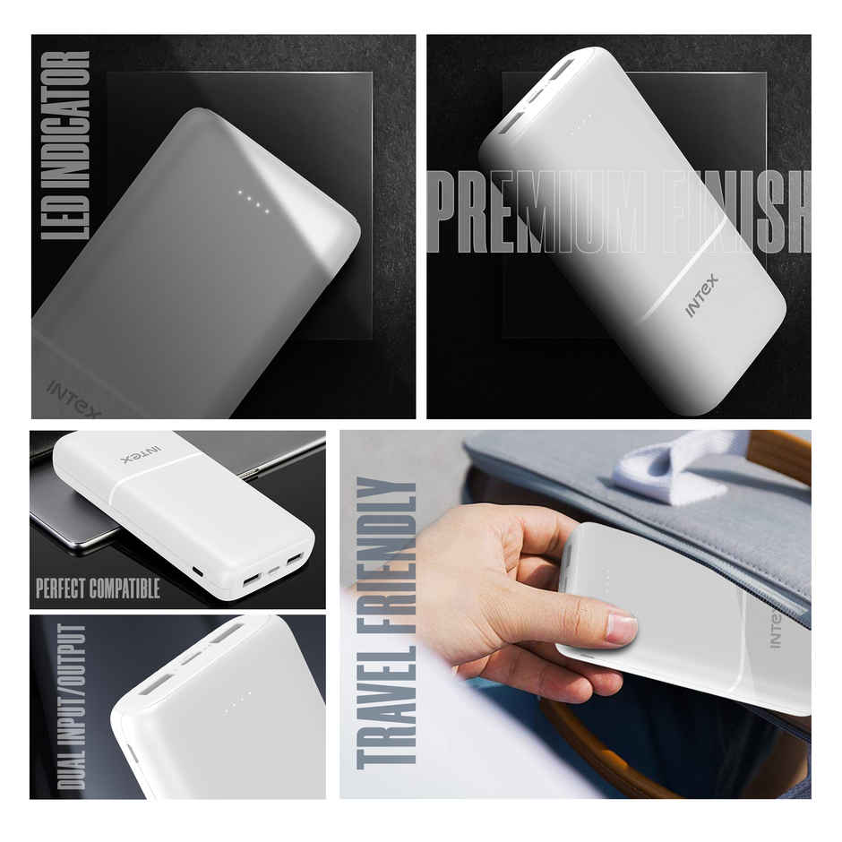 Intex 20000 mAh 12 W Power Bank (Creamy White, Lithium Polymer, Fast Charging for Mobile)