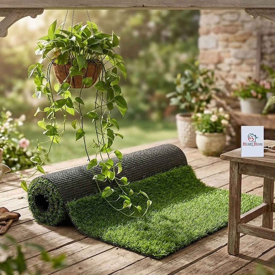 Kuber Industries 45mm Artificial Grass Plastic Turf Carpet Mat 16"x24" | Soft & Durable | Green