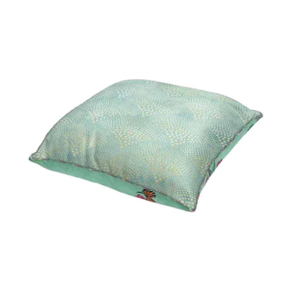 Bianca Designer Reversible Printed Silk Linen Cushion Covers | 16 X16 Size | Mint, Teal