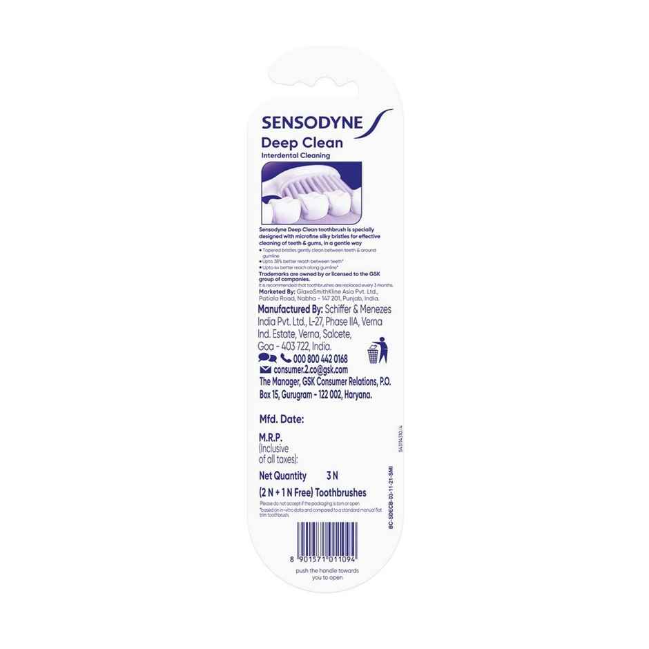Sensodyne Deep Clean Toothbrush, Brush with 4X Better Reach