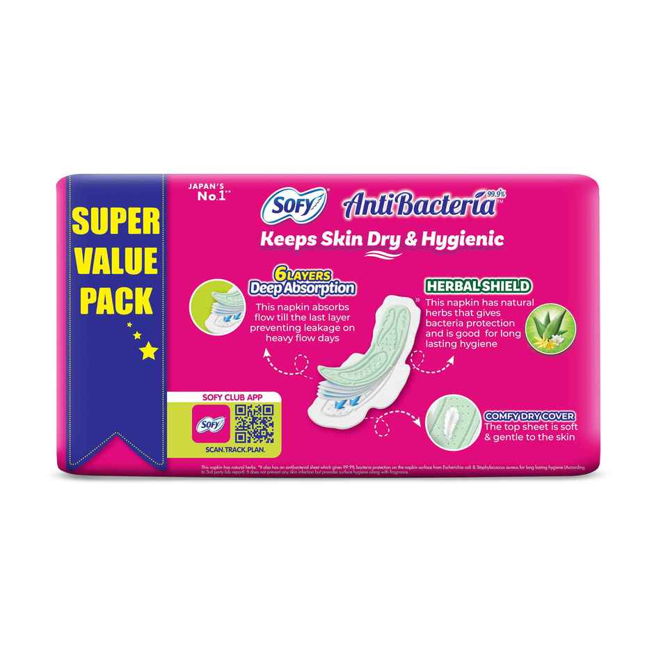 Sofy AntiBacteria XL Sanitary Pads | 6 Layer Deep Absorption | 290mm