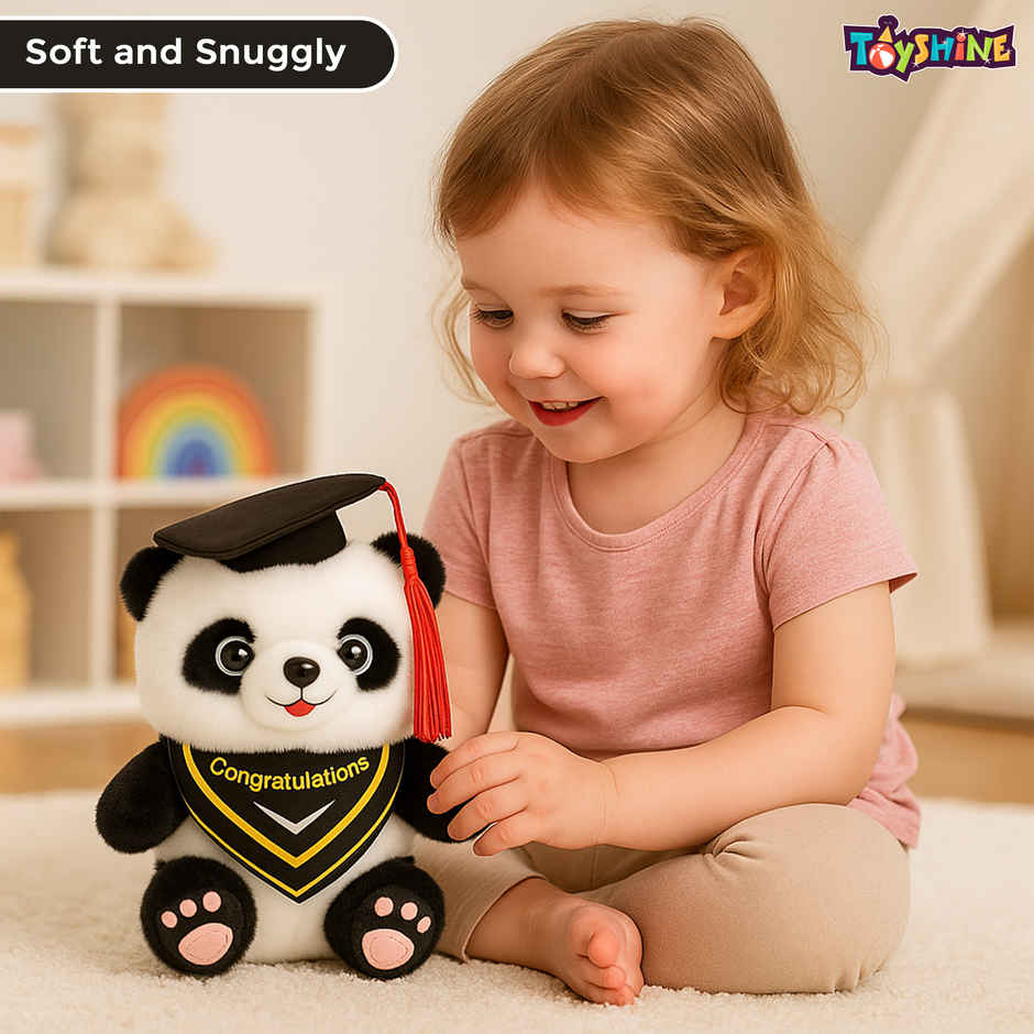 Spanker Graduation Panda Cute Plush Panda with Cap - 21 cm