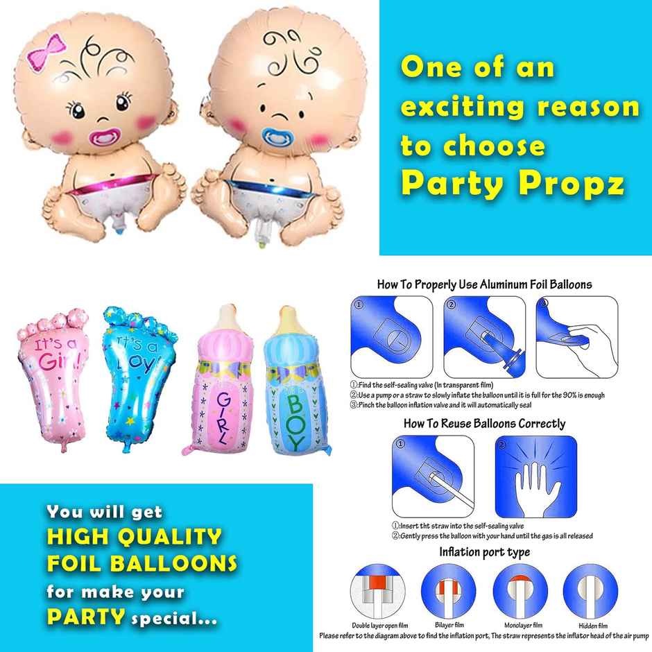 Party Propz Baby Shower Decoration Items - Pack Of 92
