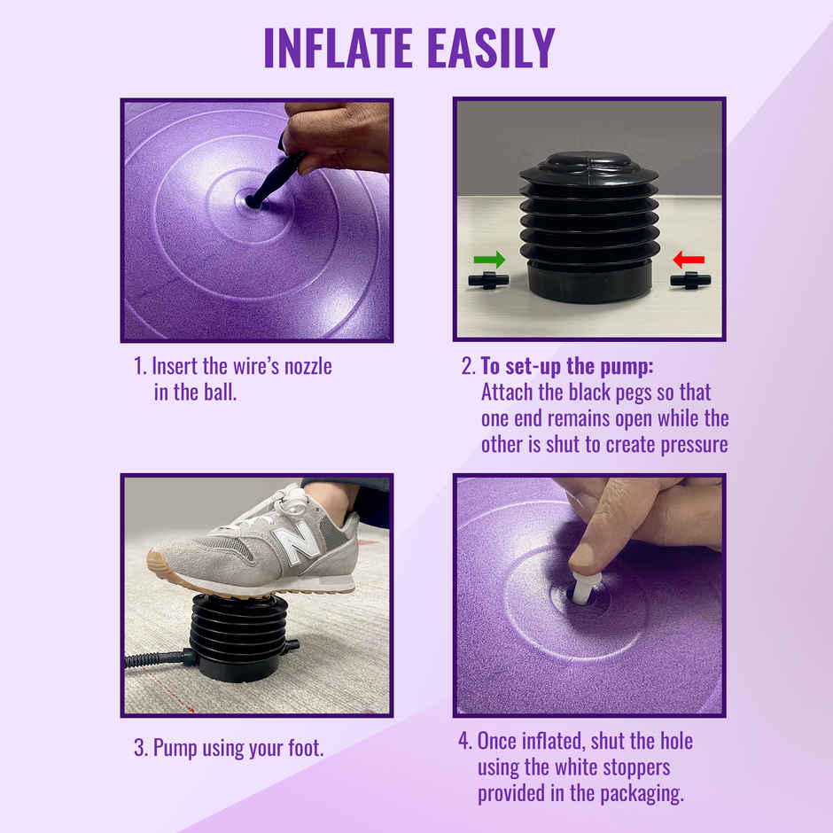 Slovic Anti-Burst Gym Ball - Yoga Ball with Pump for Core & Balance Training - Purple