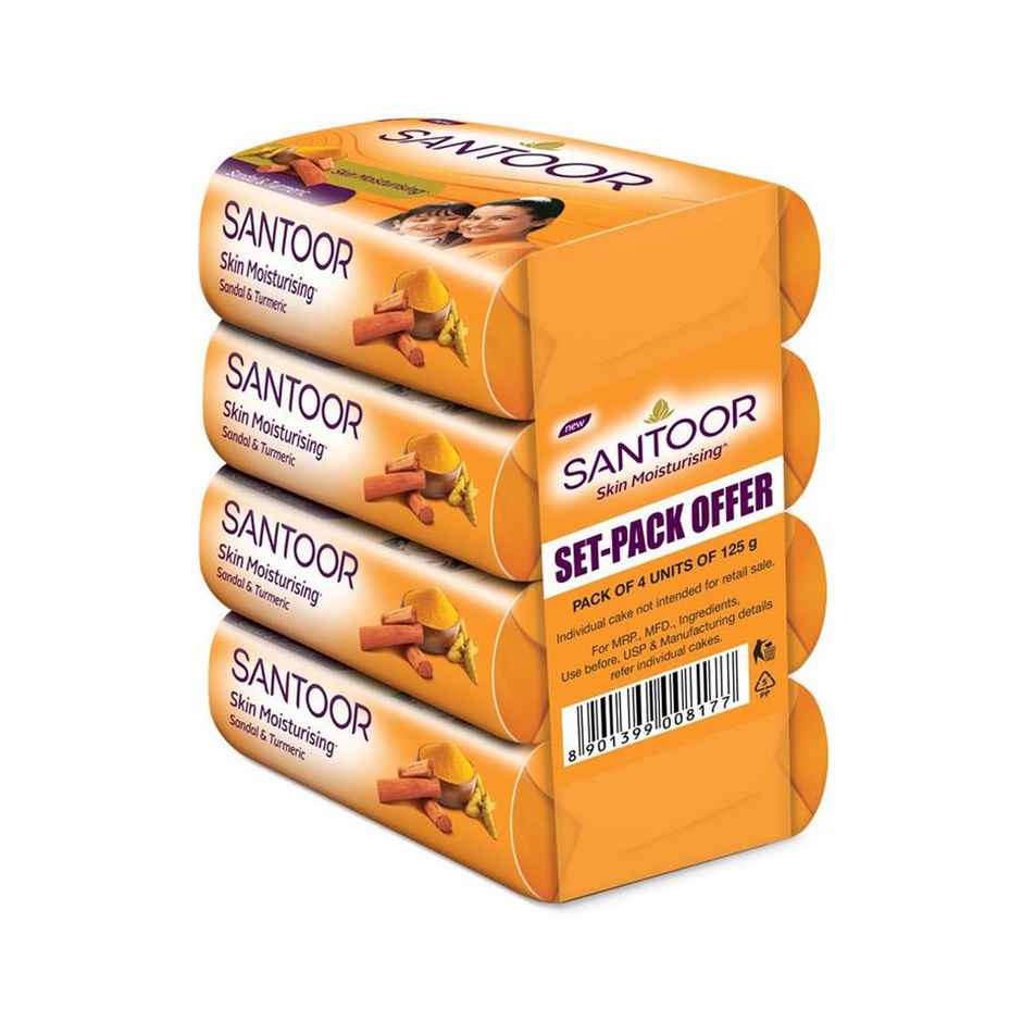 Santoor Skin Moisturizing Sandal and Turmeric Bathing Soap With Anti-Aging Properties
