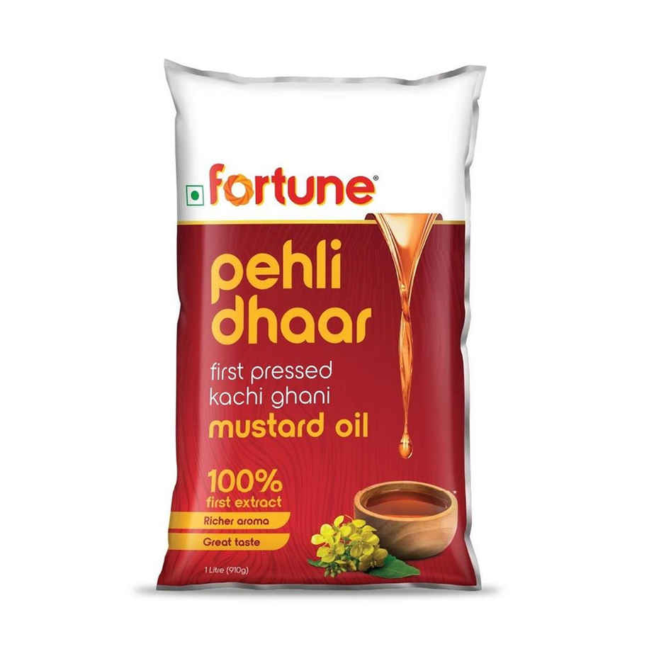 Fortune Pehli Dhaar First Pressed Kachi Ghani Mustard Oil Pouch