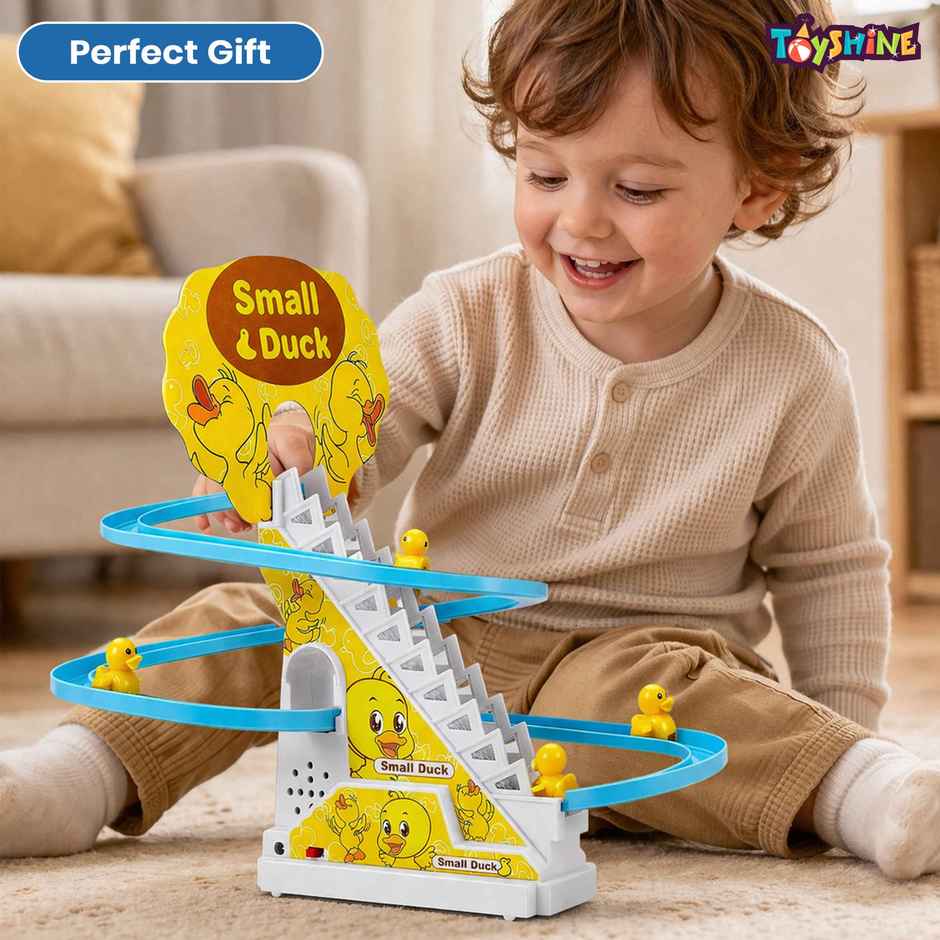 Toyshine 3 Duck Slide Toy Set, Funny Automatic Stair Climbing Ducklings Cartoon Race Track Set
