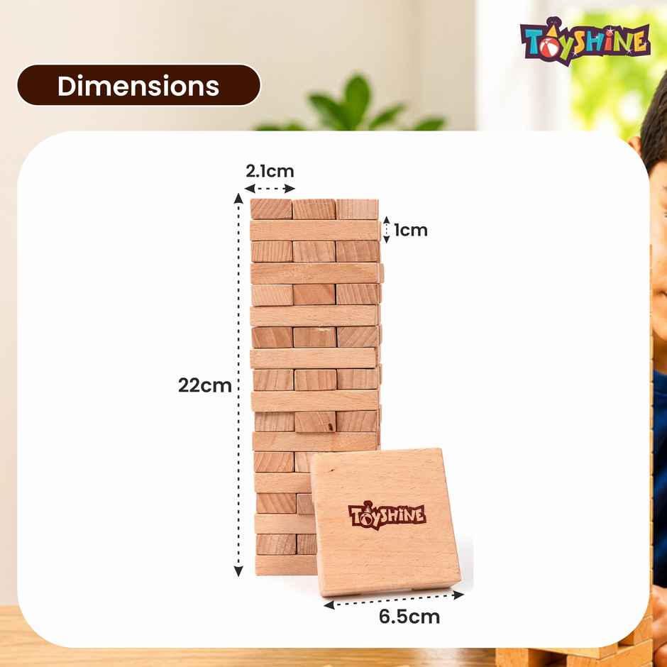Toyshine Wooden 54 Wooden Building Block Tumbling Tower Party Game