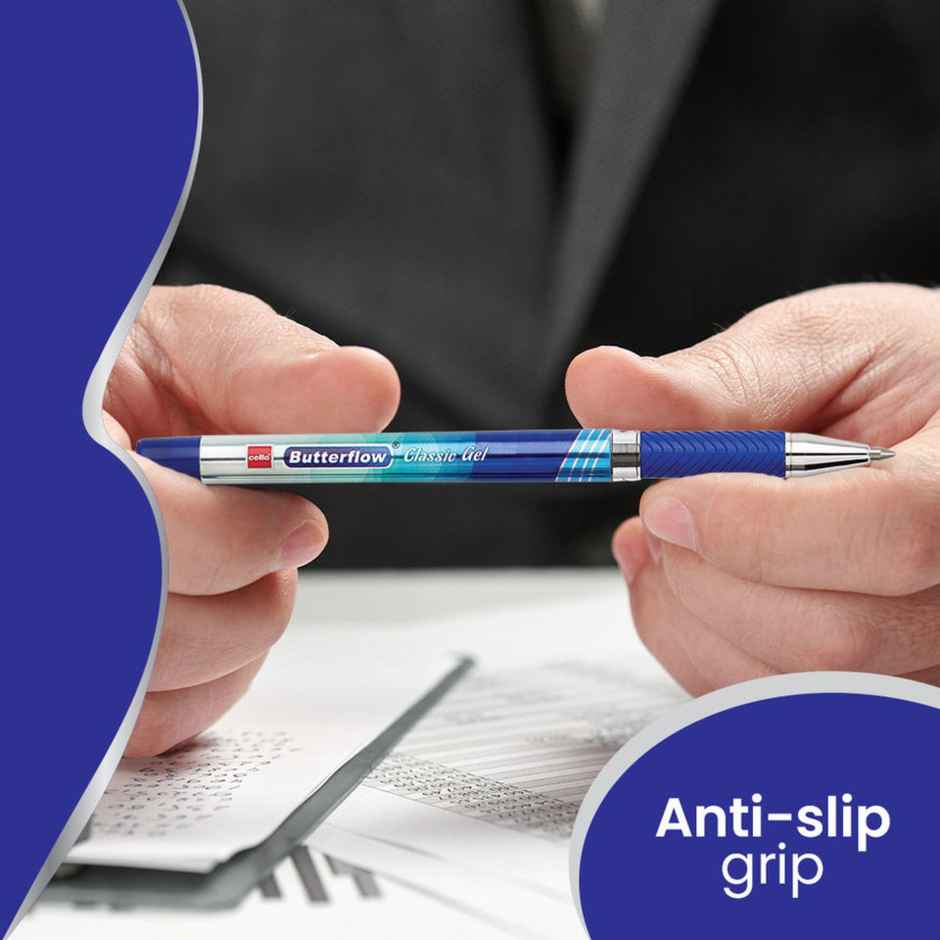 Cello Butterflow Classic Gel pen Blister (2 Blue + 1 Black )
