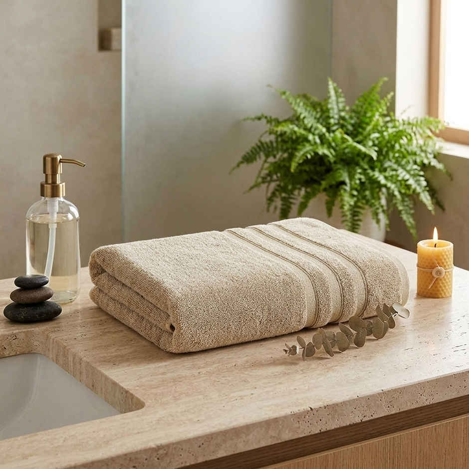Boutique Living Zen Living Cotton Bamboo 550 GSM Beige Bath Towel - Pack of 1