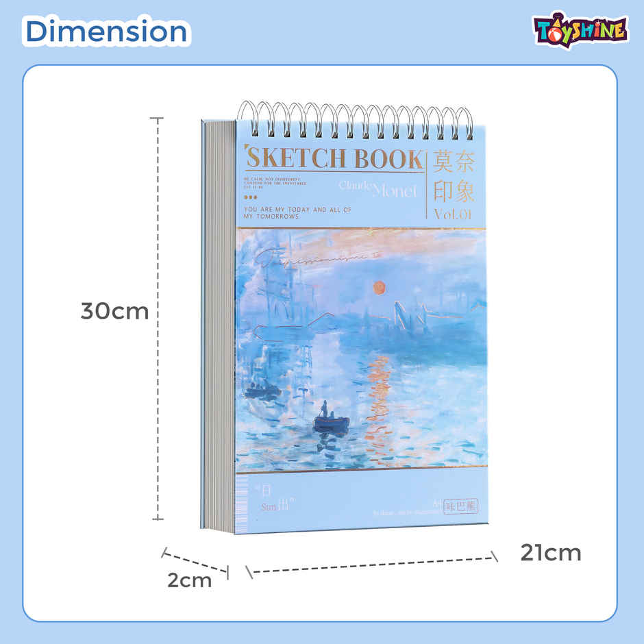 Toyshine A4 Artist Sketchbook Loose Leaf Hand Painted Cover | Blue - 60 sheets