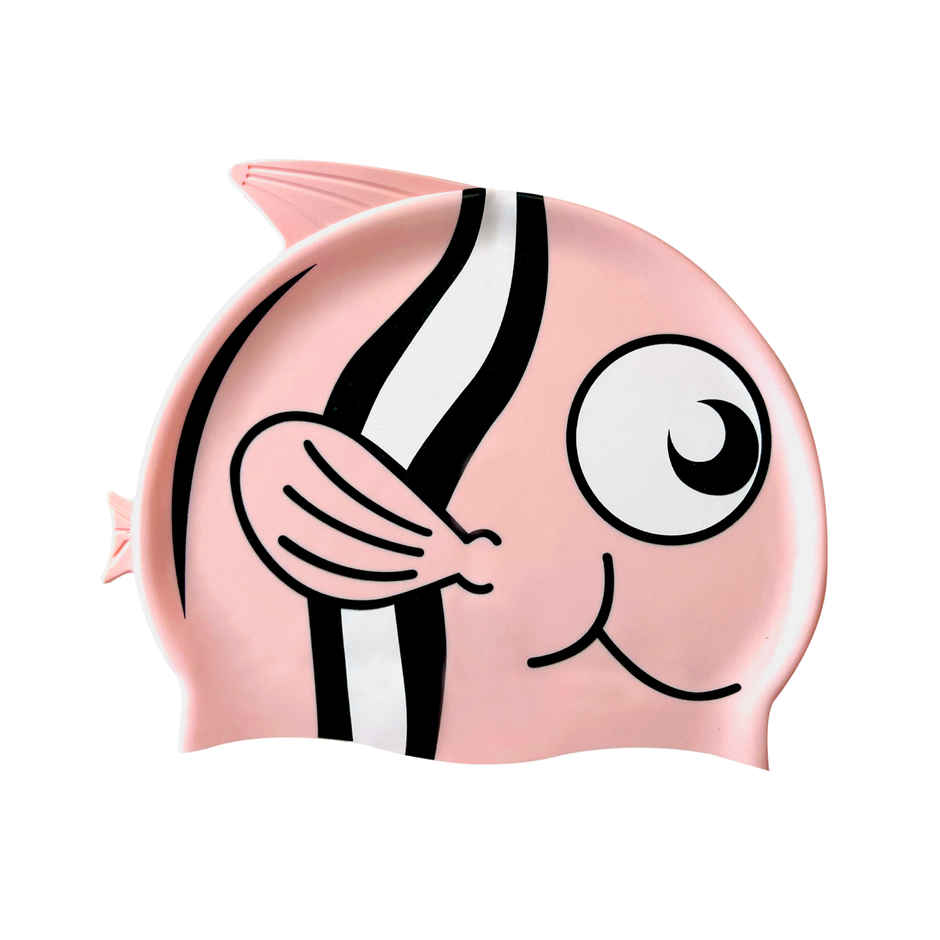 Slovic Kids Swimming Cap - Fish Design, Soft Stretchable Waterproof Swim Cap | Pink