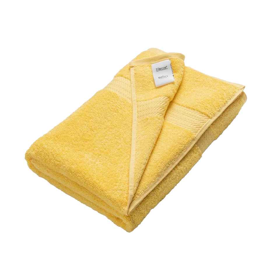 DDECOR Highly Durable Good Absorbency Cotton 500 GSM Bath Towel - Yellow