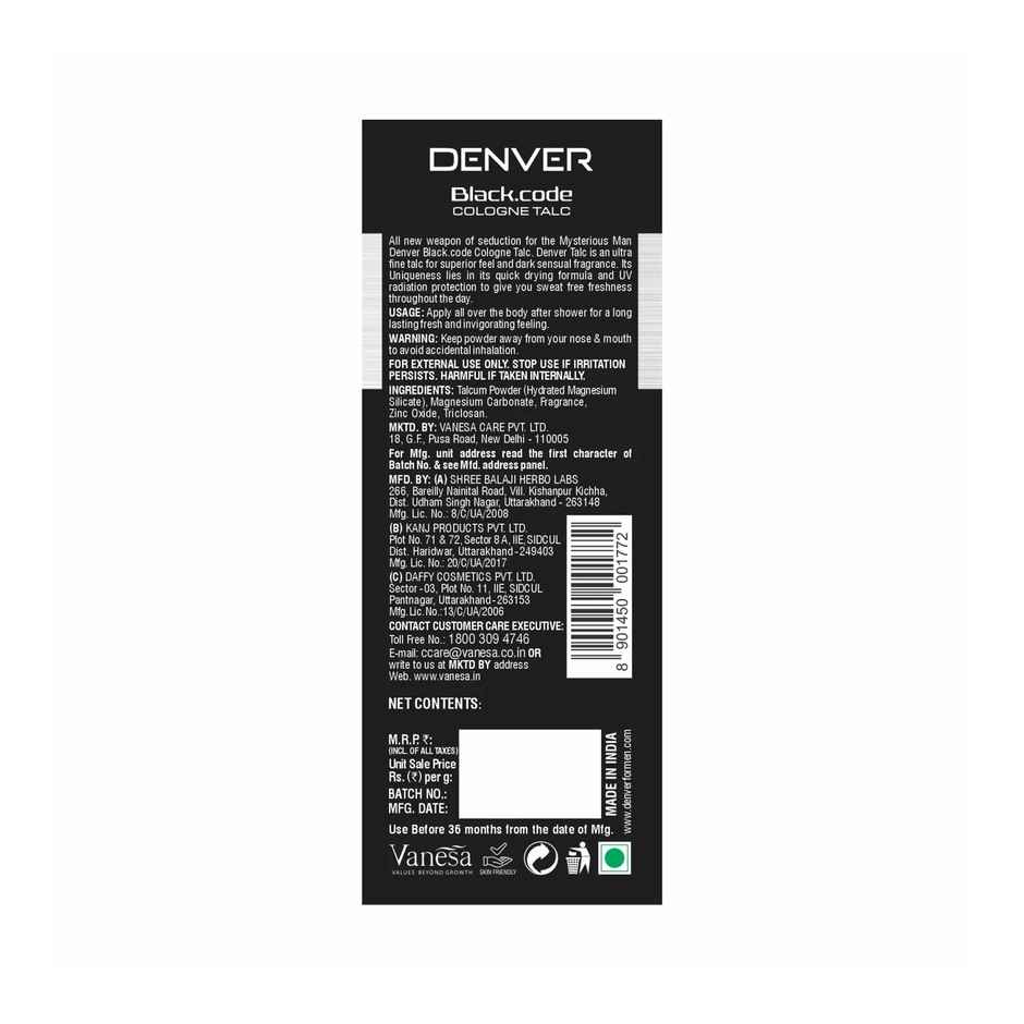 Denver - Black Code Deodorant Spray - For Men