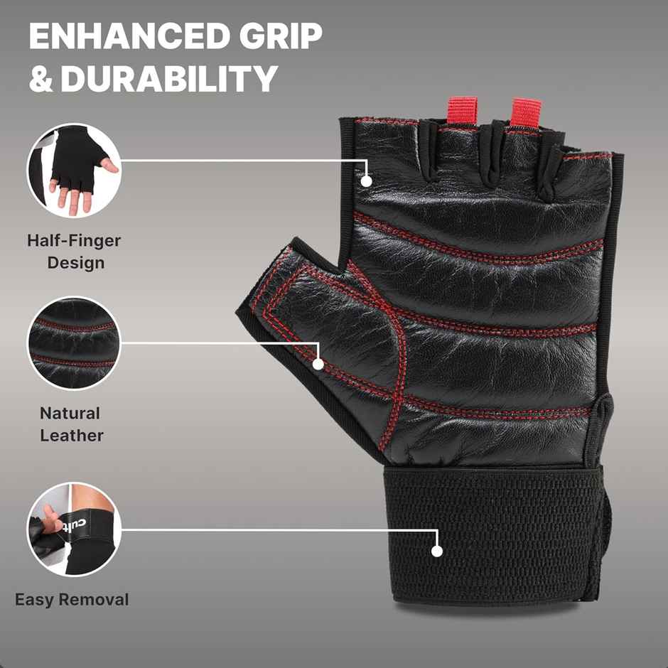 Cult Workout Gym Gloves | Large | Black/Red