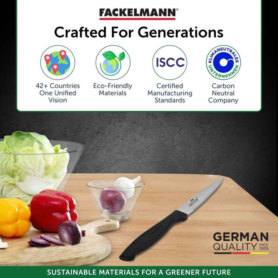 Fackelmann Nirosta Alpha Stainless Steel Vegetable Knife | Black & Silver | Ergonomic Handle