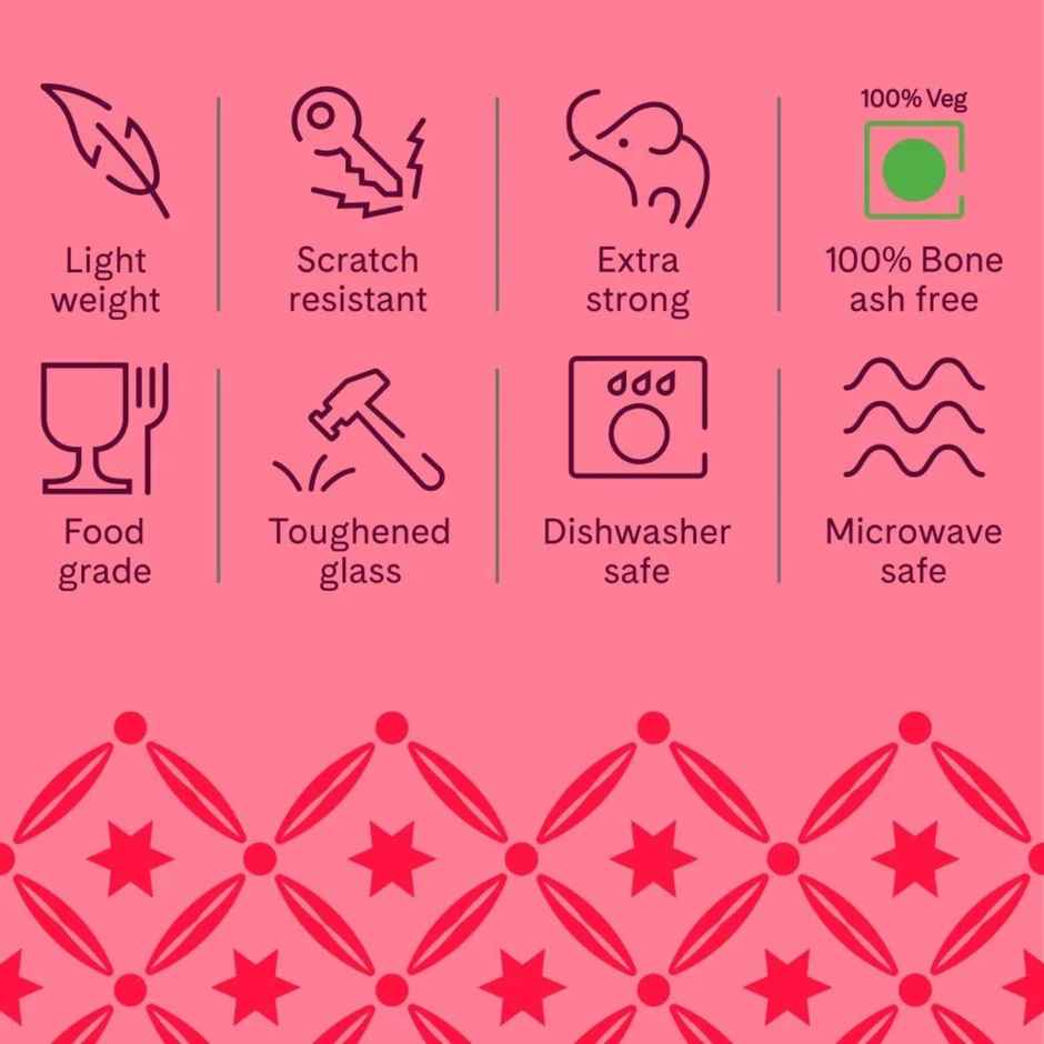 Larah By Borosil Polka Blue Opalware Mug, Tea/Coffee Mugs, 390 ml Each, Microwave & Dishwasher Safe