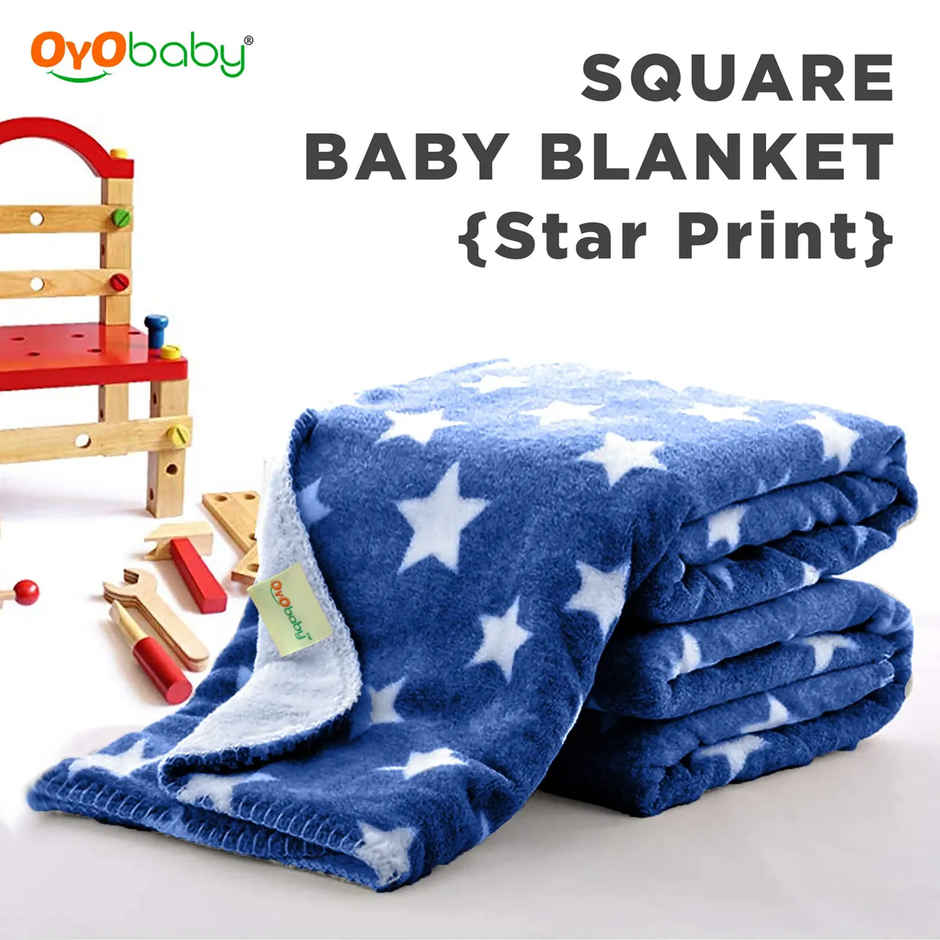 Oyo Baby Blankets Combo For Babies 0-6 Months, , Skin Friendly, Star Dark Blue & Pink