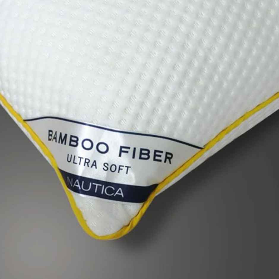 Nautica Bamboo Fiber Filling Anti | Microbial Pillow |  46 cm X 69 cm Size | Bamboo Fiber | White
