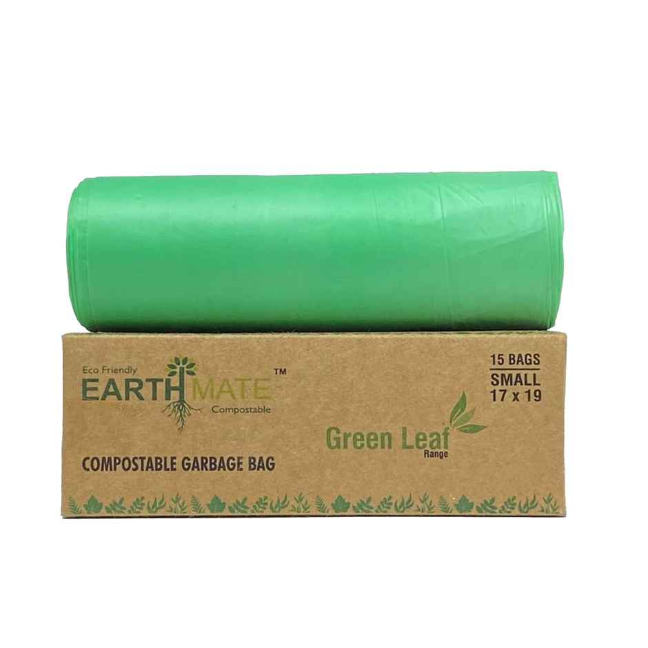 Earthmate Green Leaf Compostable Garbage Bags - Green Small | 17 x 19 Inch
